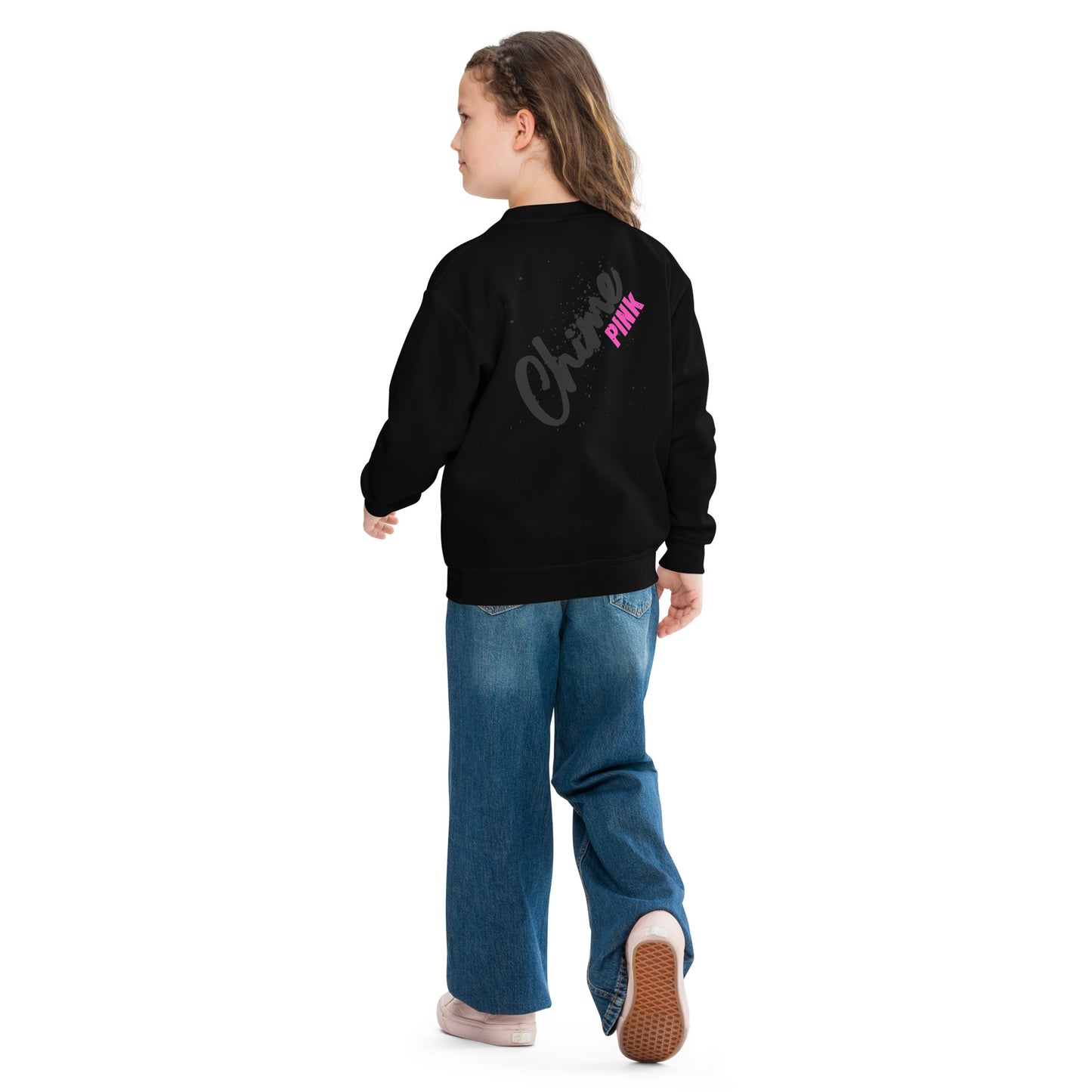 Black "Chime PINk" Youth sweatshirt