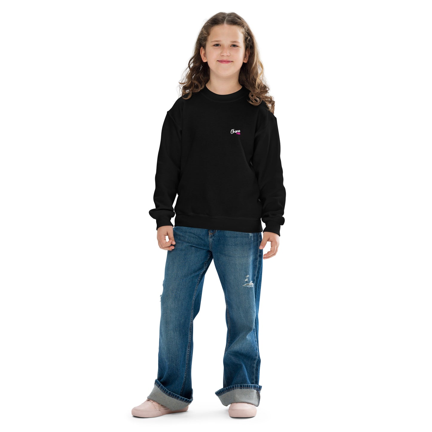 Black "Chime PINk" Youth sweatshirt