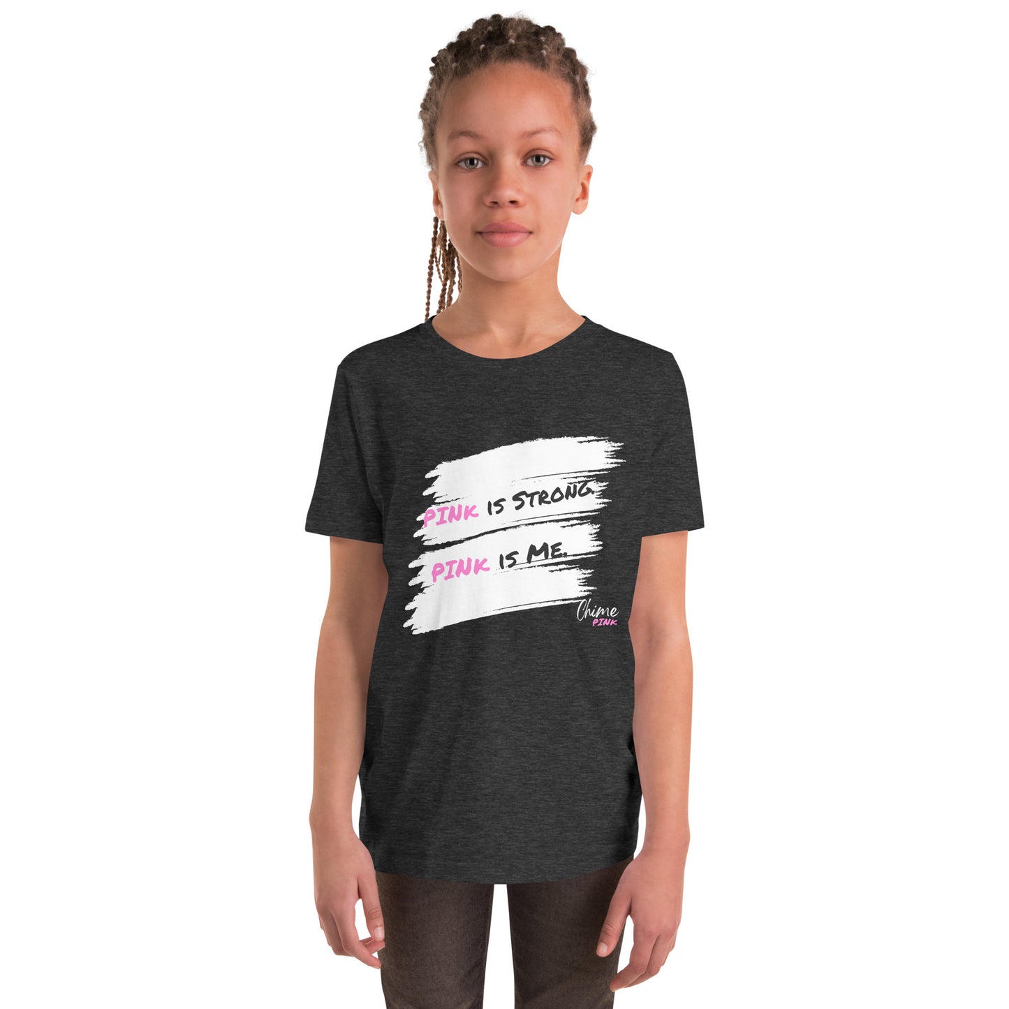 "PINk is Strong. PINk is Me" Youth T-Shirt (Dark Gray)