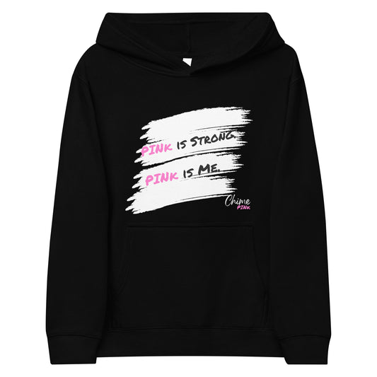Black "PINk is Strong. PINk is Me." Kids fleece hoodie