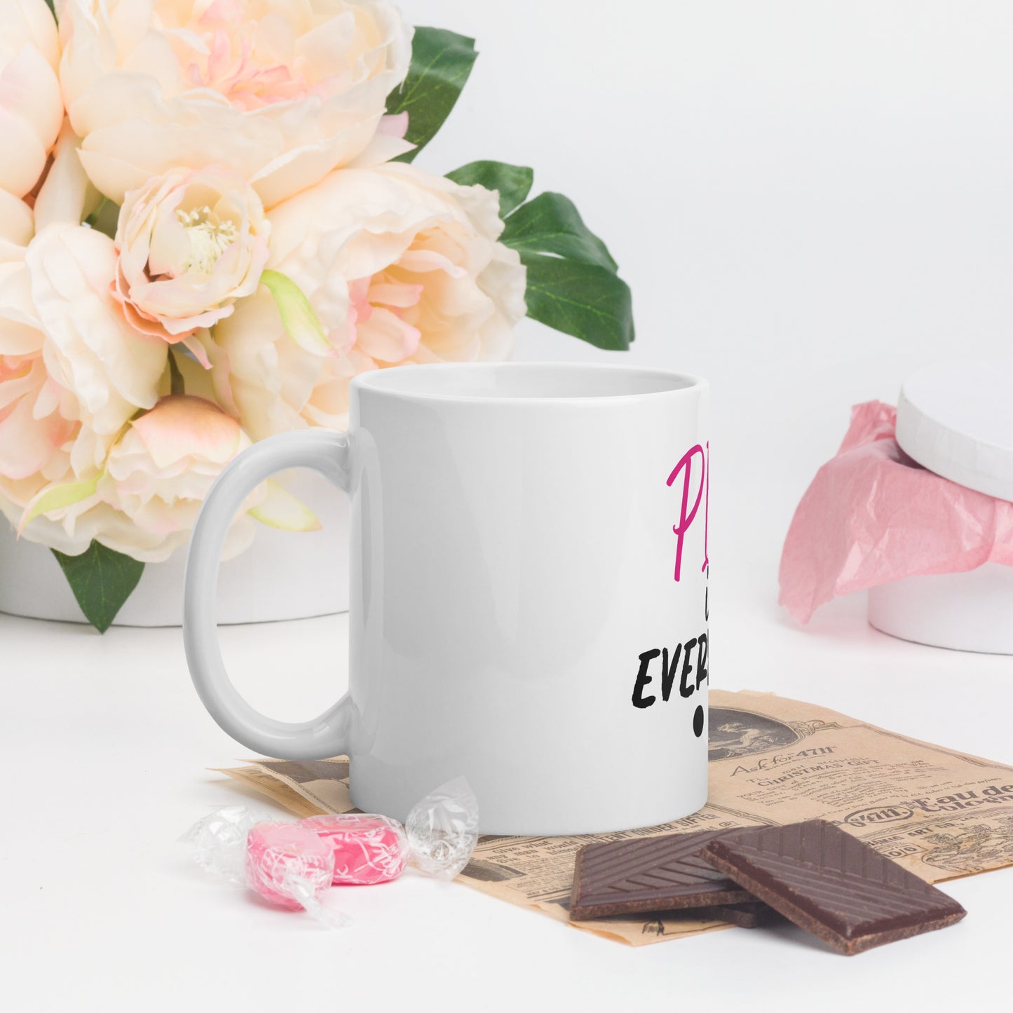 PINk in Everything white glossy mug