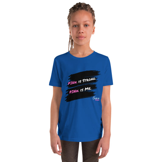 Poppin' blue "PINk is Strong. PINk is Me" Youth T-Shirt